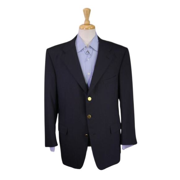 Mario Bosco by Adrian Jules Navy Blue w/ Gold Metal Buttons 3B Blazer Jacket 44R - Picture 1 of 9